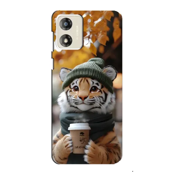 Чехол с рисунком «Тигр с кофе» для Motorola MOTO E13 Чехол с рисунком «Тигр с кофе» для Motorola MOTO E13