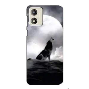 Чехол с Волком на Motorola MOTO E13 (Волк и луна)