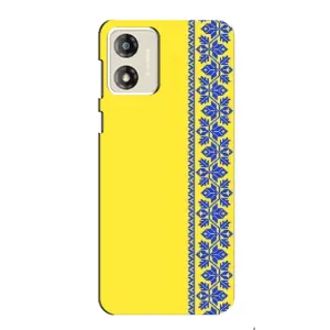 Силіконовый Чохол на Motorola MOTO E13 (Вишиванка на жовтому фоні)