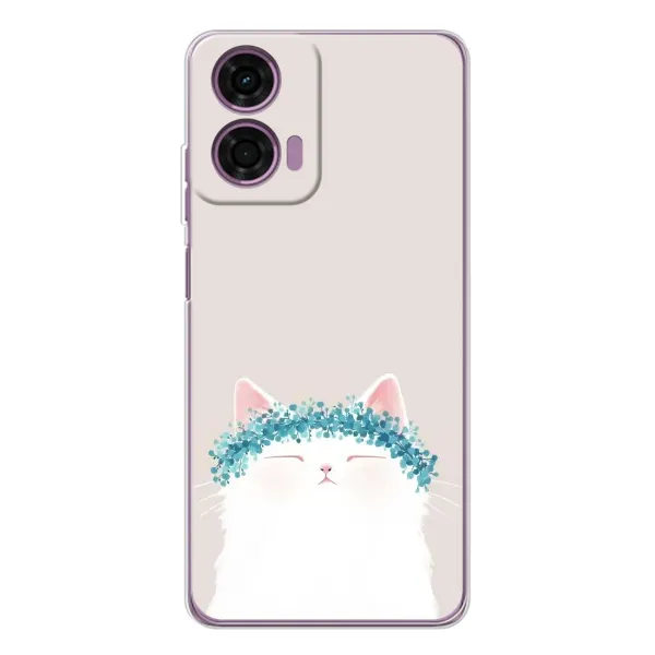 Чехол с рисунком «Белый котик» для Motorola Moto E14 Чехол с рисунком «Белый котик» для Motorola Moto E14