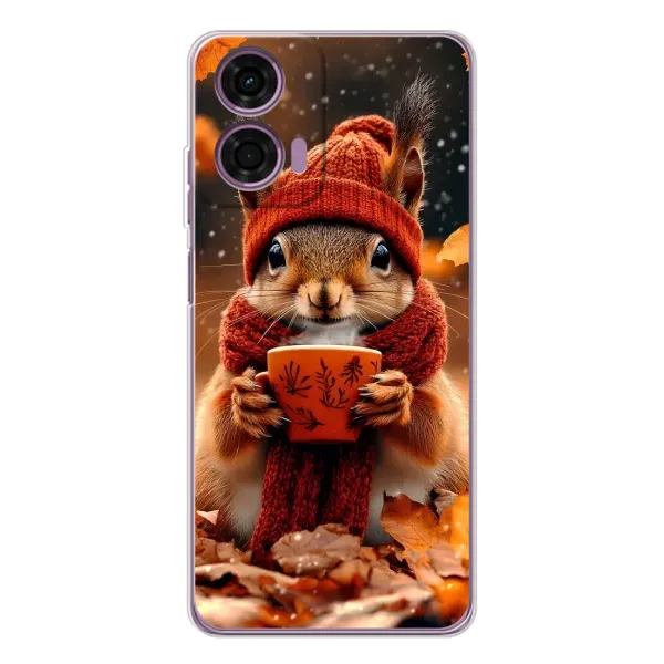 Чехол с рисунком «Белка с кофе» для Motorola Moto E14 Чехол с рисунком «Белка с кофе» для Motorola Moto E14