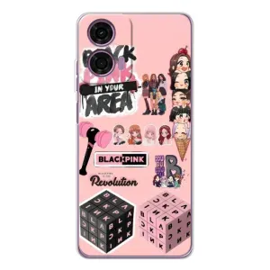 Чехлы с картинкой для Motorola Moto E14 (BLACK PINK коллаж)