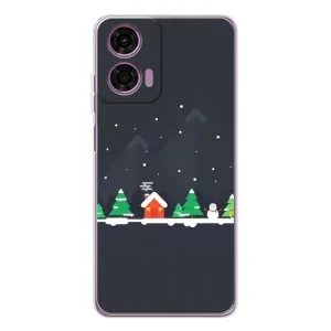 Силиконовый бампер на рождество для Motorola Moto E14 (Город зимний)