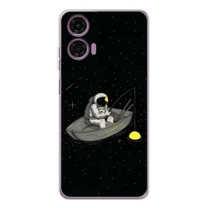 Силіконовый Чохол з принтом "Космонавти" на Motorola Moto E14 (Космонавт на рибалці)