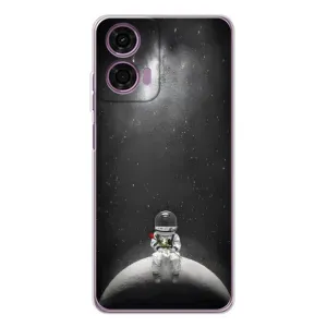 Силіконовый Чохол з принтом "Космонавти" на Motorola Moto E14 (Космонавт романтик)
