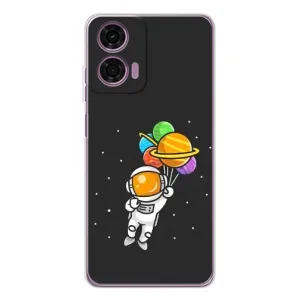Силіконовый Чохол з принтом "Космонавти" на Motorola Moto E14 (Космонавт з кульками)