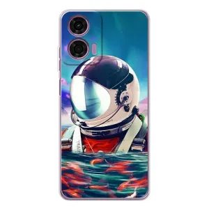 Силіконовый Чохол з принтом "Космонавти" на Motorola Moto E14 (Космонавт у воді)