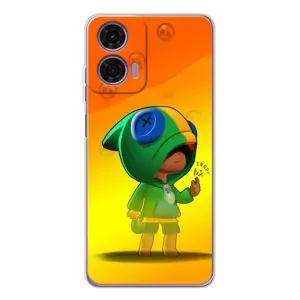 Чехол Бравл Старс для Motorola Moto E14 (LEON в кофте)