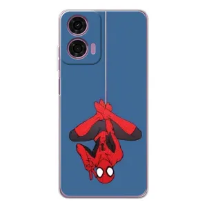 Чехол Супергерой Человека Паука на Motorola Moto E14 (На паутине)