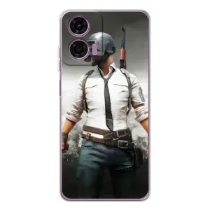 Силиконовый чехол с картинкой "Герой Pubg" на Motorola Moto E14 (Пабг)