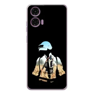 Силиконовый чехол с картинкой "Герой Pubg" на Motorola Moto E14 (Пубг мен)