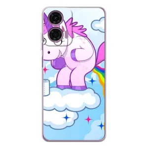 Чехол Unicorn на Motorola Moto E14 (Радуга единорожка)