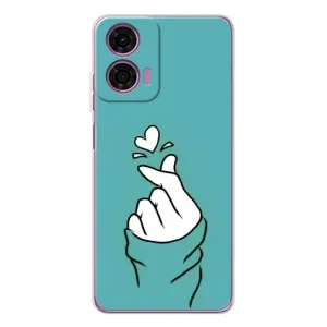 Чехлы (Знак сердечка) на Motorola Moto E14 (Сердечко на бирюзовом)