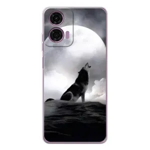 Чехол с Волком на Motorola Moto E14 (Волк и луна)