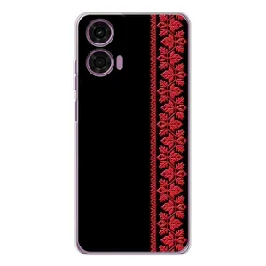 Силиконовый Чехол на Motorola Moto E14 с картинкой Вышиванки (Вышиванка на черном)
