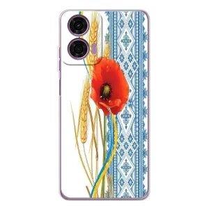 Силиконовый Чехол на Motorola Moto E14 с картинкой Вышиванки (Вышиванка с цветком)