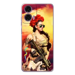 ЗСУ Чехлы (TPU) для Motorola Moto E14 (Женщина солдат)
