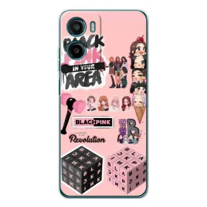 Чохли з картинкою для Motorola Moto E15 (BLACK PINK колаж)