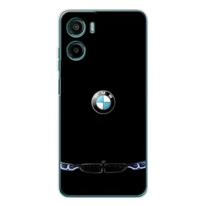 Силіконовий бампер з картинкою машини на Motorola Moto E15 (Чорний BMW)