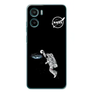 Силиконовый бампер с принтом "Наса" на Motorola Moto E15 (Космонавт баскетболист)