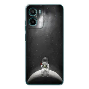 Силиконовый Чехол с принтом "Космонавты" на Motorola Moto E15 (Космонавт романтик)