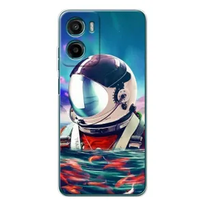 Силиконовый Чехол с принтом "Космонавты" на Motorola Moto E15 (Космонавт в воде)