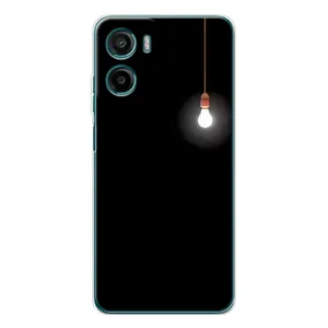 Чохол з картинками на чорному фоні для Motorola Moto E15 (Лампочка)