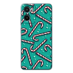 Силиконовый бампер на рождество для Motorola Moto E15 (Леденцы)