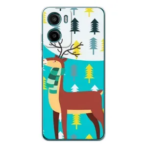 Силиконовый бампер с картинкой животных для Motorola Moto E15 (Олень с шарфом)