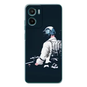 Силиконовый чехол с картинкой "Герой Pubg" на Motorola Moto E15 (В экиперовке)
