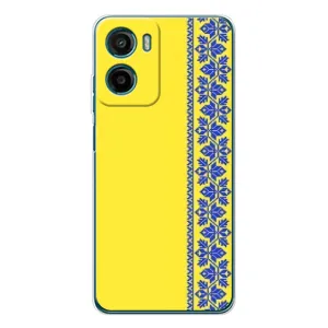 Силіконовый Чохол на Motorola Moto E15 (Вишиванка на жовтому фоні)