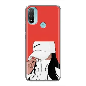 Силіконовый Чохол на Motorola MOTO E20 з картинкой Модных девушек (Дівчина Nike)