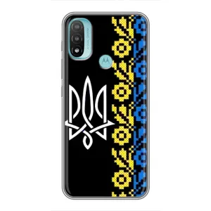 Силиконовый Чехол на Motorola MOTO E20 (Герб и вышыванка)