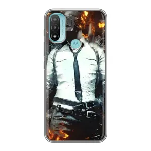 Силиконовый чехол с картинкой "Герой Pubg" на Motorola MOTO E20 (Man Пубг)