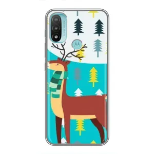Силиконовый бампер с картинкой животных для Motorola MOTO E20 (Олень с шарфом)