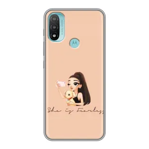 Силіконовый Чохол на Motorola MOTO E20 з картинкой Модных девушек (З собакою)