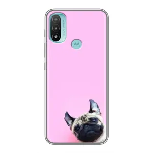 Бампер для Motorola MOTO E20 с картинкой "Песики" (Собака на розовом)