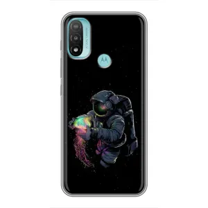 Силіконовый Чохол з принтом "Космонавти" на Motorola MOTO E20 (В руках земля)
