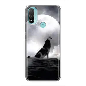 Чехол с Волком на Motorola MOTO E20 (Волк и луна)