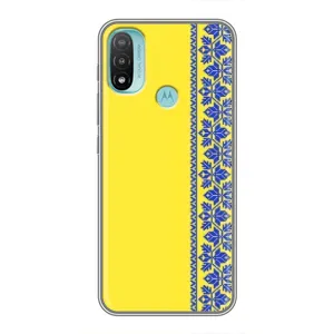 Силиконовый Чехол на Motorola MOTO E20 (Вышиванка на желтом)