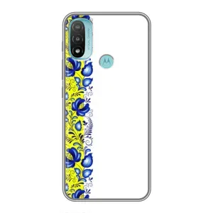 Силиконовый Чехол на Motorola MOTO E20 с картинкой Вышиванки (Желто-синяя вышиванка)