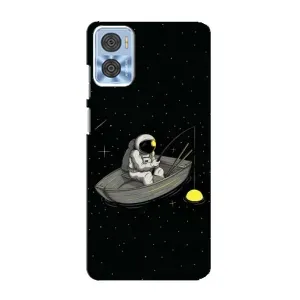 Силиконовый Чехол с принтом "Космонавты" на Motorola MOTO E22 (Космонавт на рыбалке)