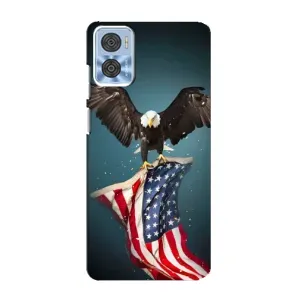 Чехол Флаг USA для Motorola MOTO E22 (Орел и флаг)