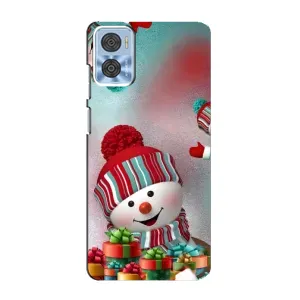 Чехлы на Новый Год Motorola MOTO E22 (Снеговик в шапке)