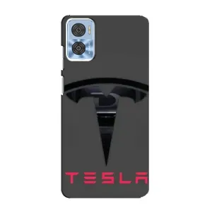 Силиконовый бампер с картинкой машины на Motorola MOTO E22 (Logo TESLA)
