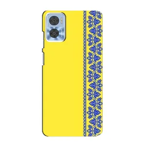 Силиконовый Чехол на Motorola MOTO E22 (Вышиванка на желтом)