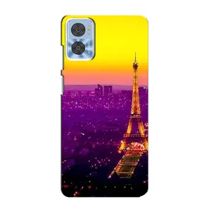 Чехол с Эйфелевой башней на Motorola MOTO E22 (Яркая башня)