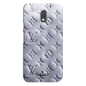 Текстурный Чехол Louis Vuitton для Моторола Мото Е3 (Белый ЛВ)