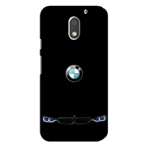 Силіконовий бампер з картинкою машини на Motorola MOTO E3 (Чорний BMW)