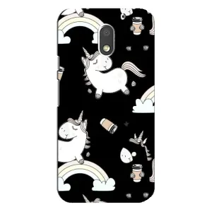 Чехол Unicorn на Motorola MOTO E3 (Единорог с кофе)